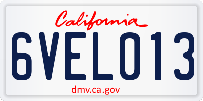 CA license plate 6VEL013