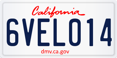 CA license plate 6VEL014