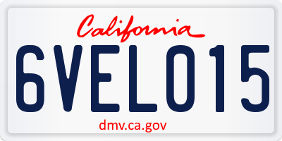 CA license plate 6VEL015