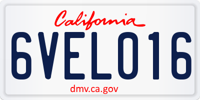 CA license plate 6VEL016