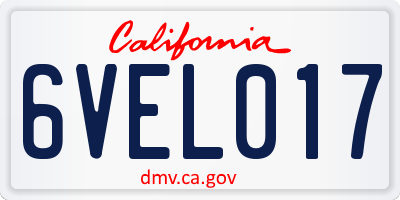 CA license plate 6VEL017