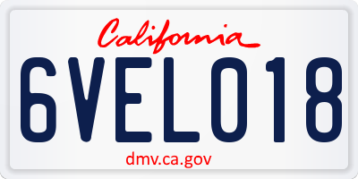CA license plate 6VEL018