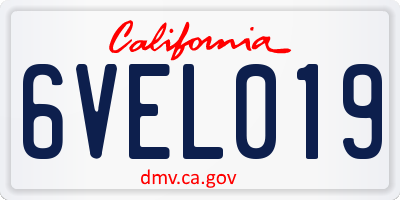 CA license plate 6VEL019