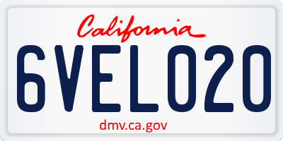 CA license plate 6VEL020