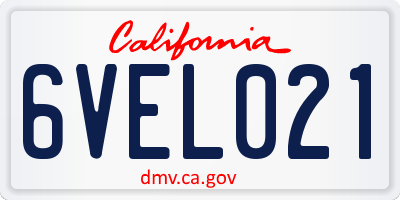 CA license plate 6VEL021
