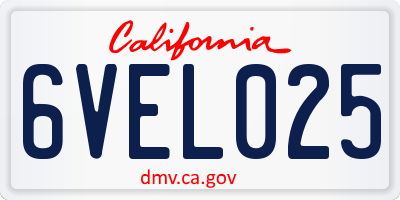 CA license plate 6VEL025