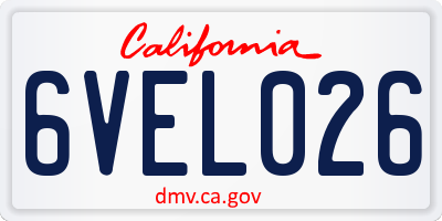 CA license plate 6VEL026