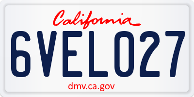 CA license plate 6VEL027