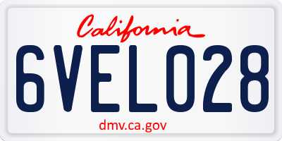 CA license plate 6VEL028