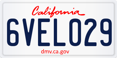 CA license plate 6VEL029