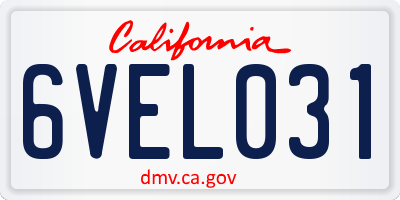 CA license plate 6VEL031