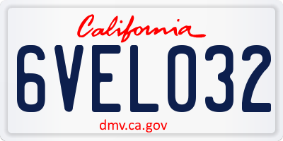 CA license plate 6VEL032