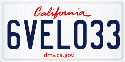 CA license plate 6VEL033