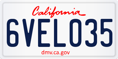 CA license plate 6VEL035