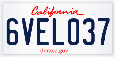 CA license plate 6VEL037