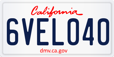 CA license plate 6VEL040