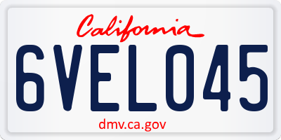 CA license plate 6VEL045