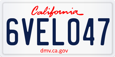 CA license plate 6VEL047