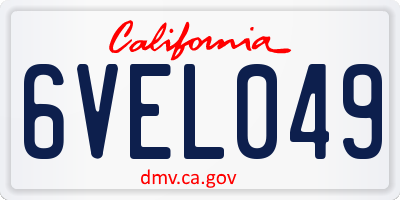 CA license plate 6VEL049