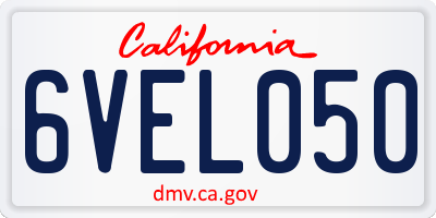 CA license plate 6VEL050