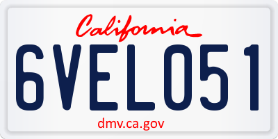 CA license plate 6VEL051