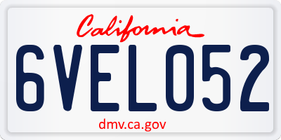 CA license plate 6VEL052