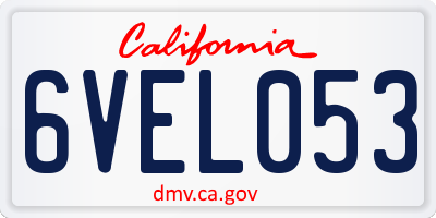 CA license plate 6VEL053