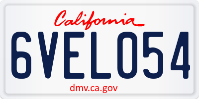 CA license plate 6VEL054