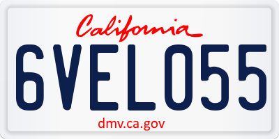 CA license plate 6VEL055