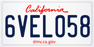 CA license plate 6VEL058