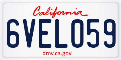 CA license plate 6VEL059