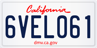 CA license plate 6VEL061