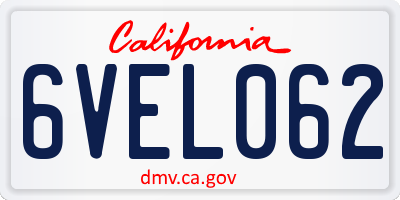 CA license plate 6VEL062