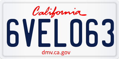 CA license plate 6VEL063