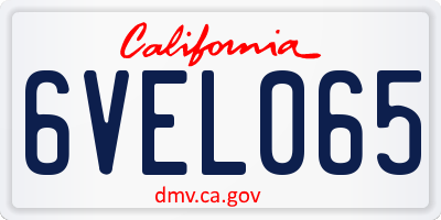 CA license plate 6VEL065