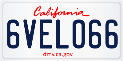 CA license plate 6VEL066