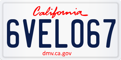 CA license plate 6VEL067