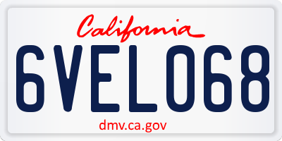 CA license plate 6VEL068