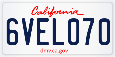 CA license plate 6VEL070