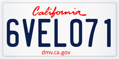 CA license plate 6VEL071