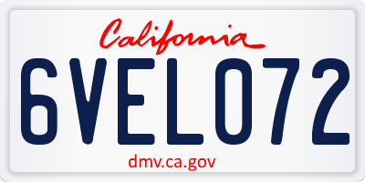 CA license plate 6VEL072