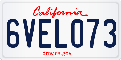 CA license plate 6VEL073