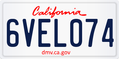 CA license plate 6VEL074