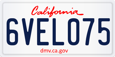 CA license plate 6VEL075