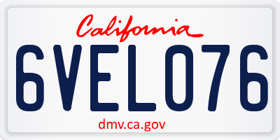 CA license plate 6VEL076