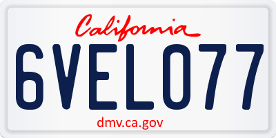 CA license plate 6VEL077
