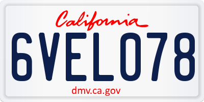 CA license plate 6VEL078