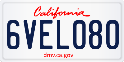 CA license plate 6VEL080