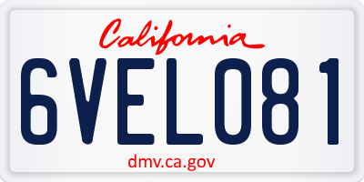 CA license plate 6VEL081