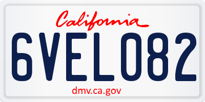 CA license plate 6VEL082